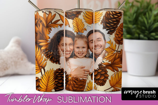 Autumn Photo Frame Tumbler Wrap - Fall Tumbler Sublimation Sublimation OrangeBrushStudio 