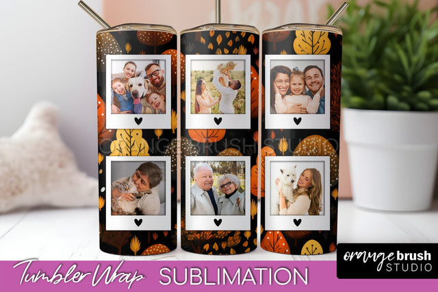 Autumn Photo Frame Tumbler Wrap - Fall Tumbler Sublimation Sublimation OrangeBrushStudio 