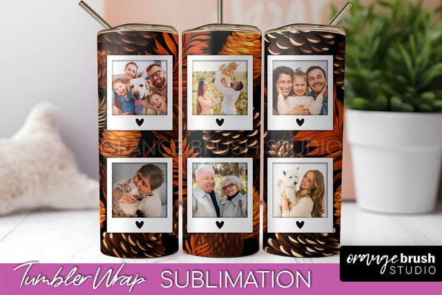 Autumn Photo Frame Tumbler Wrap - Fall Tumbler Sublimation Sublimation OrangeBrushStudio 