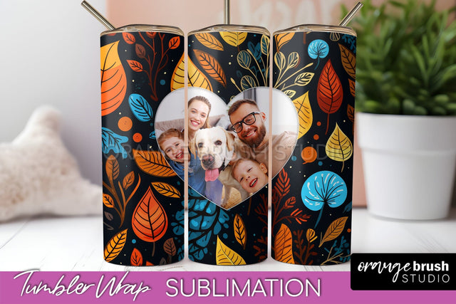 Autumn Photo Frame Tumbler Wrap - Fall Tumbler Sublimation Sublimation OrangeBrushStudio 
