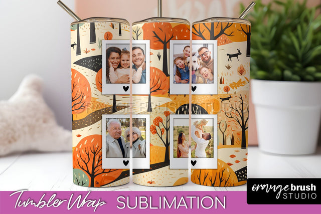 Autumn Photo Frame Tumbler Wrap - Fall Tumbler Sublimation Sublimation OrangeBrushStudio 