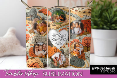 Autumn Photo Frame Tumbler Wrap - Fall Tumbler Sublimation Sublimation OrangeBrushStudio 