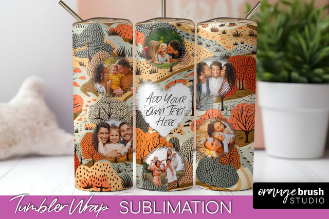 Autumn Photo Frame Tumbler Wrap - Fall Tumbler Sublimation Sublimation OrangeBrushStudio 