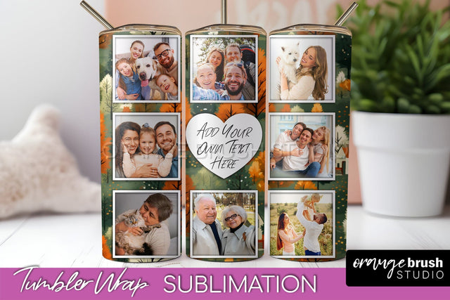 Autumn Photo Frame Tumbler Wrap - Fall Tumbler Sublimation Sublimation OrangeBrushStudio 