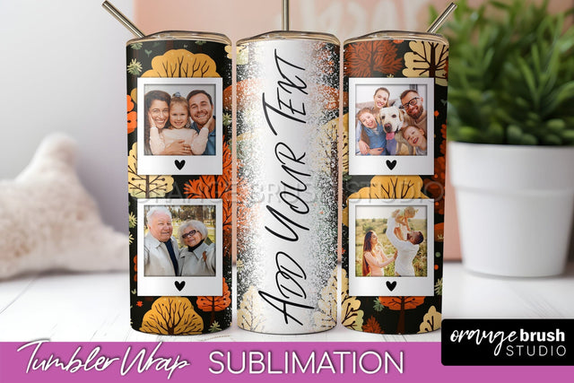 Autumn Photo Frame Tumbler Wrap - Fall Tumbler Sublimation Sublimation OrangeBrushStudio 