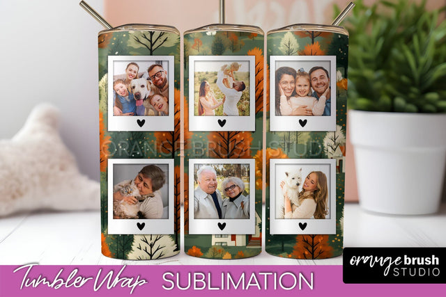 Autumn Photo Frame Tumbler Wrap - Fall Tumbler Sublimation Sublimation OrangeBrushStudio 