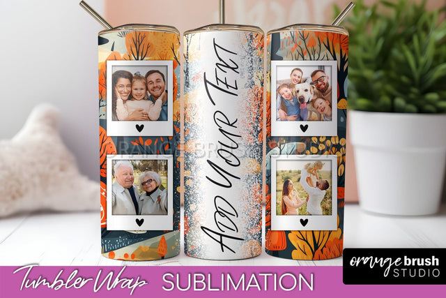 Autumn Photo Frame Tumbler Wrap - Fall Tumbler Sublimation Sublimation OrangeBrushStudio 