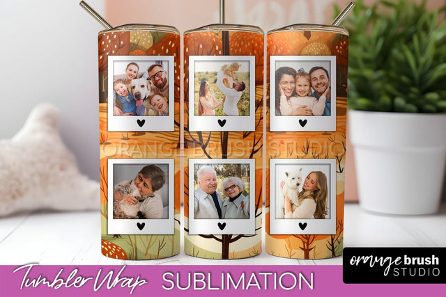 Autumn Photo Frame Tumbler Wrap - Fall Tumbler Sublimation Sublimation OrangeBrushStudio 