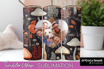 Autumn Photo Frame Tumbler Wrap - Fall Tumbler Sublimation Sublimation OrangeBrushStudio 