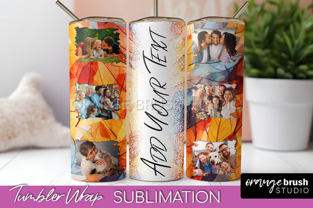 Autumn Photo Frame Tumbler Wrap - Fall Tumbler Sublimation Sublimation OrangeBrushStudio 