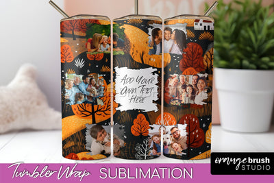 Autumn Photo Frame Tumbler Wrap - Fall Tumbler Sublimation Sublimation OrangeBrushStudio 