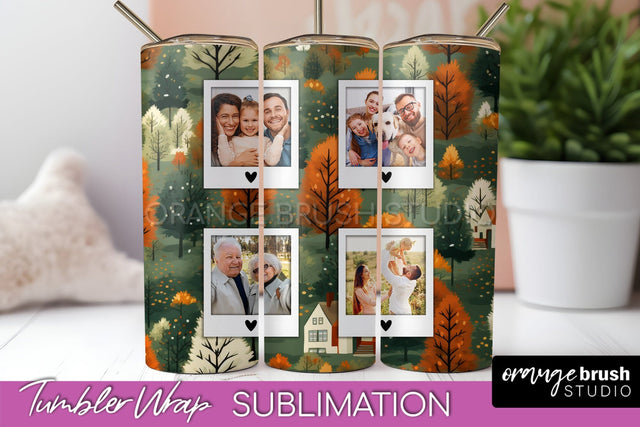 Autumn Photo Frame Tumbler Wrap - Fall Tumbler Sublimation Sublimation OrangeBrushStudio 