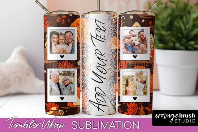 Autumn Photo Frame Tumbler Wrap - Fall Tumbler Sublimation Sublimation OrangeBrushStudio 
