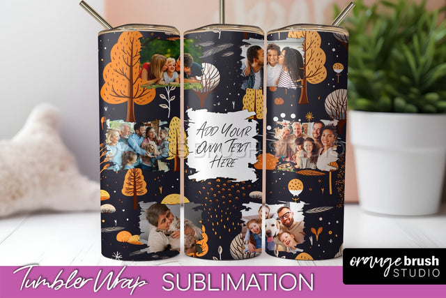 Autumn Photo Frame Tumbler Wrap - Fall Tumbler Sublimation Sublimation OrangeBrushStudio 