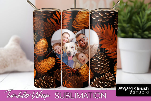 Autumn Photo Frame Tumbler Wrap - Fall Tumbler Sublimation Sublimation OrangeBrushStudio 