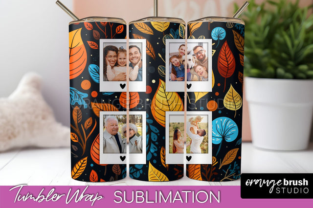 Autumn Photo Frame Tumbler Wrap - Fall Tumbler Sublimation Sublimation OrangeBrushStudio 