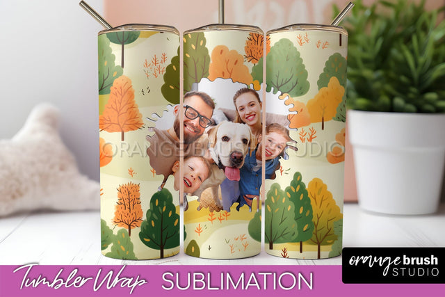 Autumn Photo Frame Tumbler Wrap - Fall Tumbler Sublimation Sublimation OrangeBrushStudio 