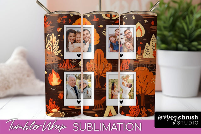 Autumn Photo Frame Tumbler Wrap - Fall Tumbler Sublimation Sublimation OrangeBrushStudio 