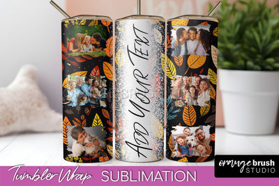 Autumn Photo Frame Tumbler Wrap - Fall Tumbler Sublimation Sublimation OrangeBrushStudio 
