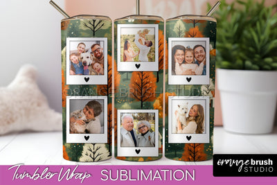 Autumn Photo Frame Tumbler Wrap - Fall Tumbler Sublimation Sublimation OrangeBrushStudio 