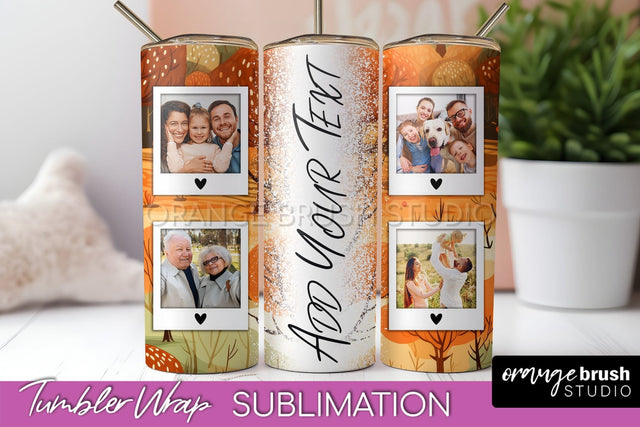 Autumn Photo Frame Tumbler Wrap - Fall Tumbler Sublimation Sublimation OrangeBrushStudio 