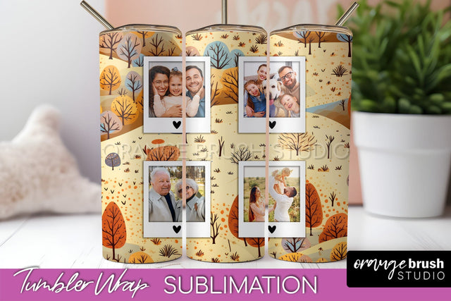Autumn Photo Frame Tumbler Wrap - Fall Tumbler Sublimation Sublimation OrangeBrushStudio 