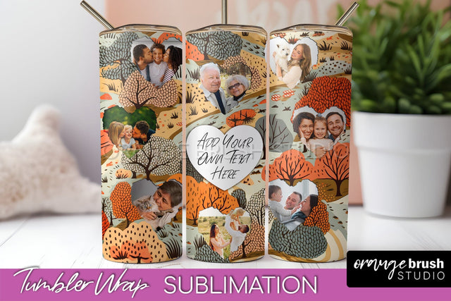 Autumn Photo Frame Tumbler Wrap - Fall Tumbler Sublimation Sublimation OrangeBrushStudio 