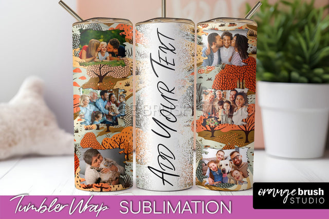 Autumn Photo Frame Tumbler Wrap - Fall Tumbler Sublimation Sublimation OrangeBrushStudio 