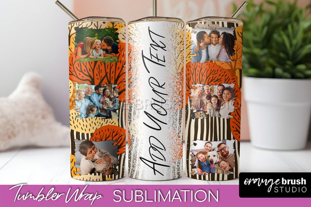 Autumn Photo Frame Tumbler Wrap - Fall Tumbler Sublimation Sublimation OrangeBrushStudio 