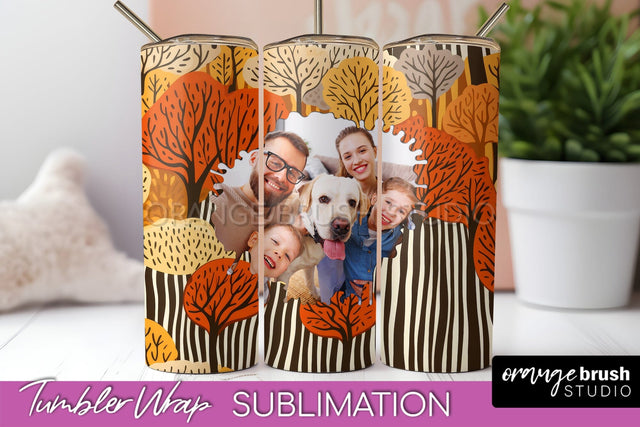 Autumn Photo Frame Tumbler Wrap - Fall Tumbler Sublimation Sublimation OrangeBrushStudio 