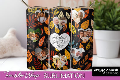 Autumn Photo Frame Tumbler Wrap - Fall Tumbler Sublimation Sublimation OrangeBrushStudio 