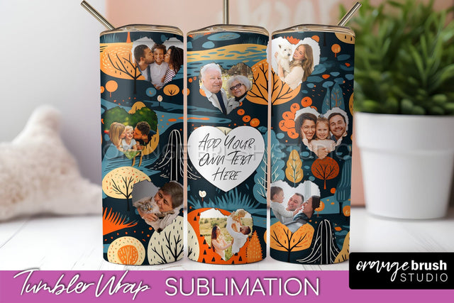 Autumn Photo Frame Tumbler Wrap - Fall Tumbler Sublimation Sublimation OrangeBrushStudio 