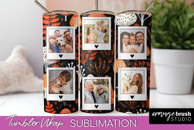 Autumn Photo Frame Tumbler Wrap - Fall Tumbler Sublimation Sublimation OrangeBrushStudio 