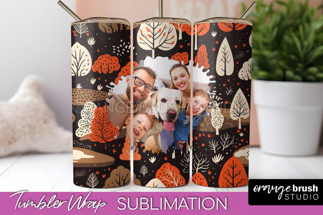 Autumn Photo Frame Tumbler Wrap - Fall Tumbler Sublimation Sublimation OrangeBrushStudio 
