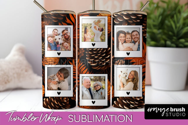 Autumn Photo Frame Tumbler Wrap - Fall Tumbler Sublimation Sublimation OrangeBrushStudio 