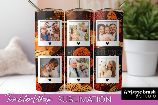 Autumn Photo Frame Tumbler Wrap - Fall Tumbler Sublimation Sublimation OrangeBrushStudio 