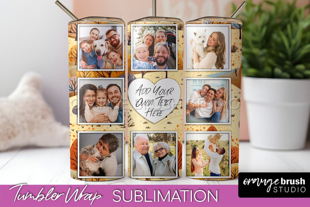 Autumn Photo Frame Tumbler Wrap - Fall Tumbler Sublimation Sublimation OrangeBrushStudio 