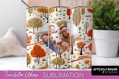 Autumn Photo Frame Tumbler Wrap - Fall Tumbler Sublimation Sublimation OrangeBrushStudio 
