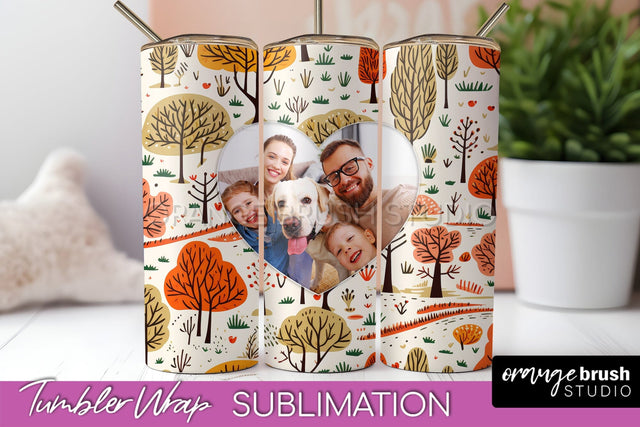 Autumn Photo Frame Tumbler Wrap - Fall Tumbler Sublimation Sublimation OrangeBrushStudio 