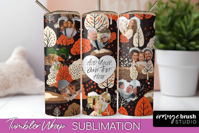 Autumn Photo Frame Tumbler Wrap - Fall Tumbler Sublimation Sublimation OrangeBrushStudio 