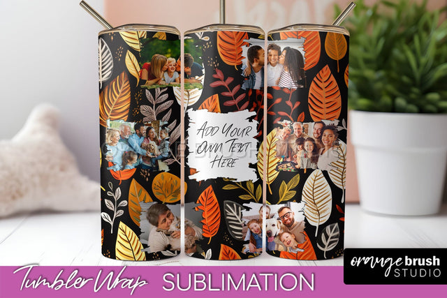 Autumn Photo Frame Tumbler Wrap - Fall Tumbler Sublimation Sublimation OrangeBrushStudio 