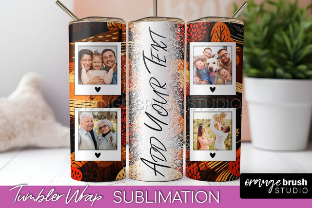 Autumn Photo Frame Tumbler Wrap - Fall Tumbler Sublimation Sublimation OrangeBrushStudio 