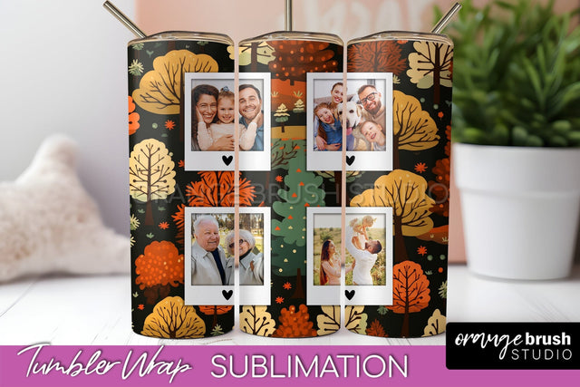 Autumn Photo Frame Tumbler Wrap - Fall Tumbler Sublimation Sublimation OrangeBrushStudio 