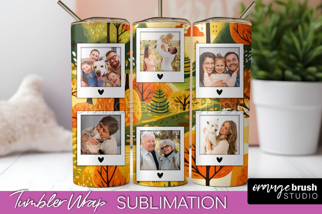 Autumn Photo Frame Tumbler Wrap - Fall Tumbler Sublimation Sublimation OrangeBrushStudio 
