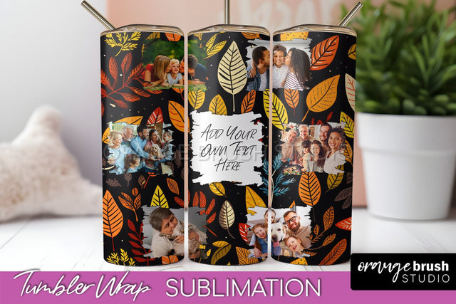 Autumn Photo Frame Tumbler Wrap - Fall Tumbler Sublimation Sublimation OrangeBrushStudio 