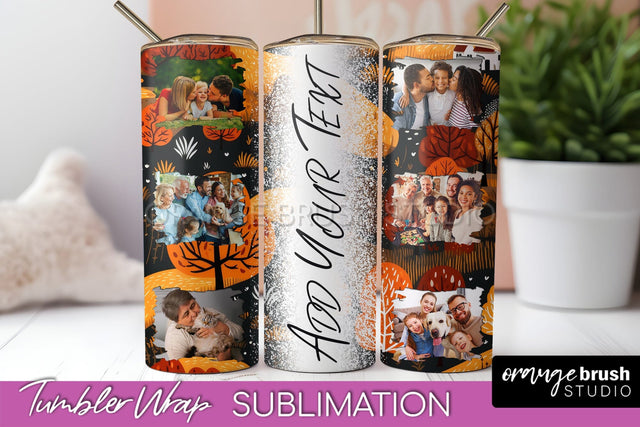Autumn Photo Frame Tumbler Wrap - Fall Tumbler Sublimation Sublimation OrangeBrushStudio 