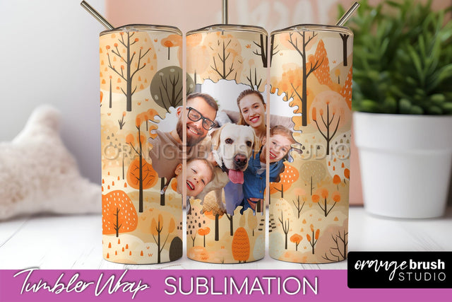 Autumn Photo Frame Tumbler Wrap - Fall Tumbler Sublimation Sublimation OrangeBrushStudio 