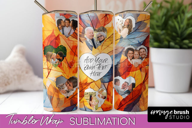 Autumn Photo Frame Tumbler Wrap - Fall Tumbler Sublimation Sublimation OrangeBrushStudio 