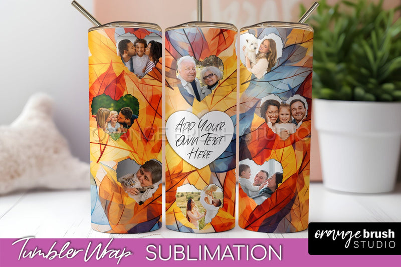 Autumn Photo Frame Tumbler Wrap - Fall Tumbler Sublimation Sublimation OrangeBrushStudio 