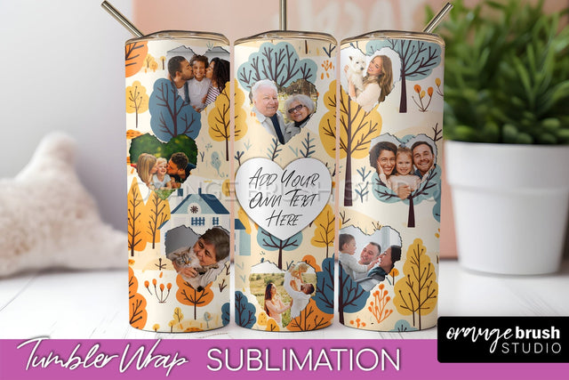 Autumn Photo Frame Tumbler Wrap - Fall Tumbler Sublimation Sublimation OrangeBrushStudio 